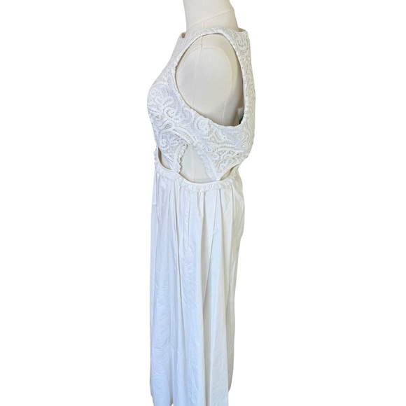 SELF-PORTRAIT - NWT Lace Trimmed Cut-Out Cotton Wedding MIDI Dress Sz 8 - Picture 6 of 14